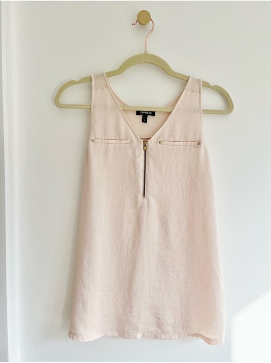 Express Tops - Express Pale Pink Sleeveless Zip Tank Top | Women’s S